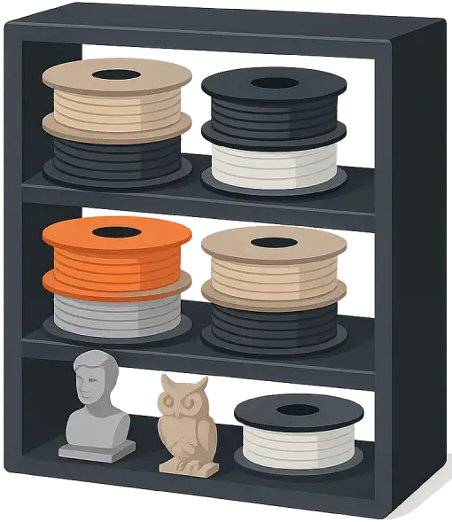 Estanterias con carretes de filamento